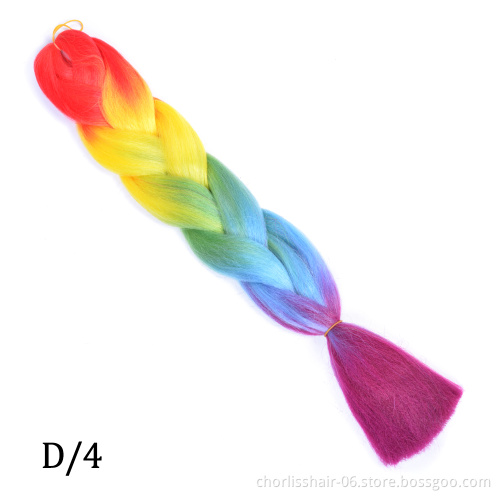 Wholesale Ombre Rainbow Passion Stretched Synthetic Braiding Hair Extensions African Crochet Jumbo Braids Hair